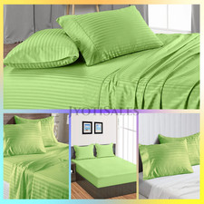 12" TO 30" Deep Pocket Sheets 1000 - 1200 TC Egyptian Cotton Sage Stripe