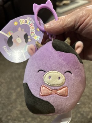 Original Easter  Squishmallows 3.5'' Alexie The Cow With Bow Tie Clip On Gift