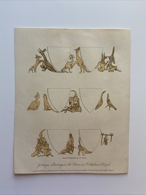 Antike Gravur Groteske Gemälde auf dem Fries in der Stephanskapelle 1804