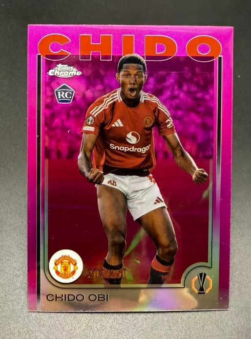 Chido Obi 2024-25 Topps Chrome UCC Pink Refractor 202/250 RC #14