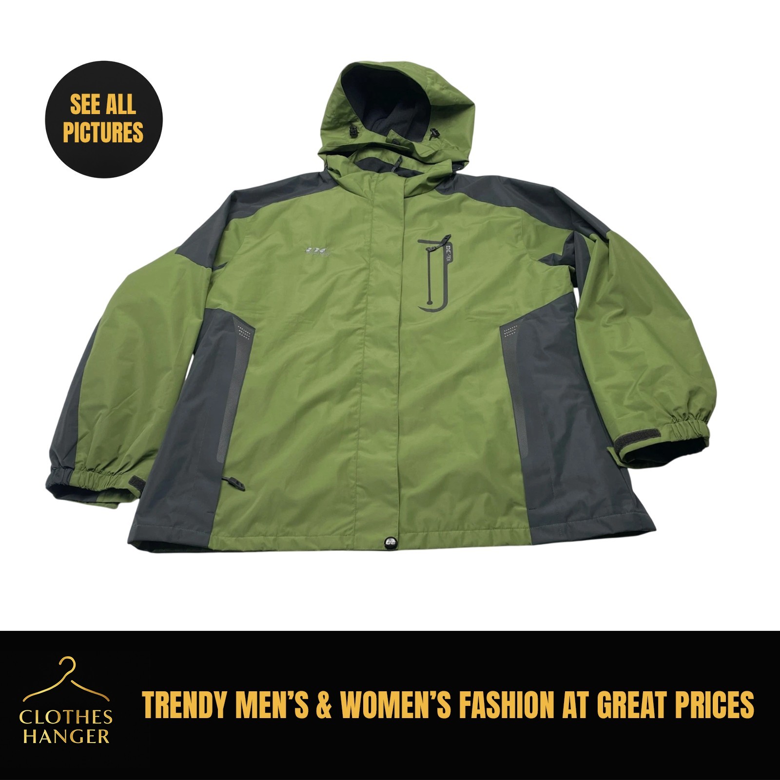 NEW Diamond Candy Wind Proof Rain Jacket Womens 2XLGreen Lig