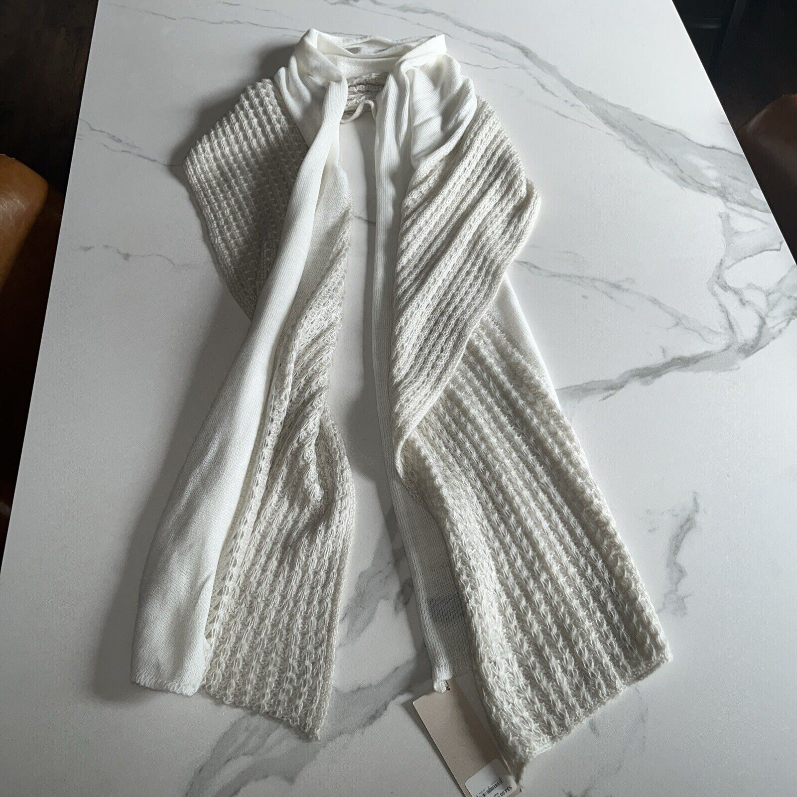 Women's Ivory Boho Crochet Knit Scarf Soft Winter Wrap NWT