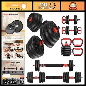 Ensemble de sonnettes réglables 20-80lbs, 4-in-1 Poids gratuits pour le gymnastique à domicile, Barbell/Ket