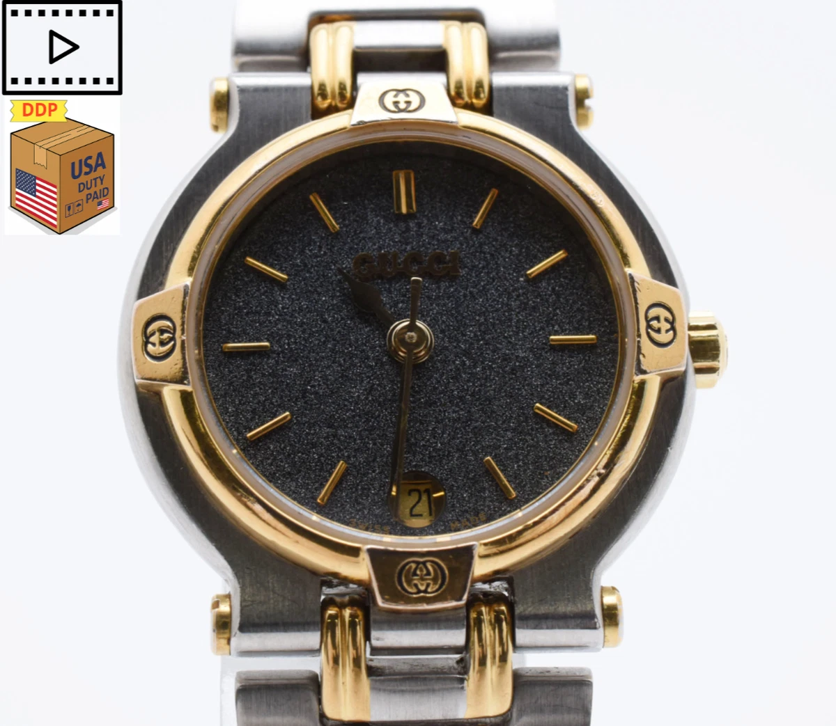 時計 GUCCI 9000L Conbi Black NEAR MINT w/BOX Gucci 9000L Wristwatches for sale | eBay