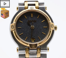 Vintage [NEAR MINT] GUCCI 9000L Black Dial Gold 25mm Quartz Women's Watch JAPAN