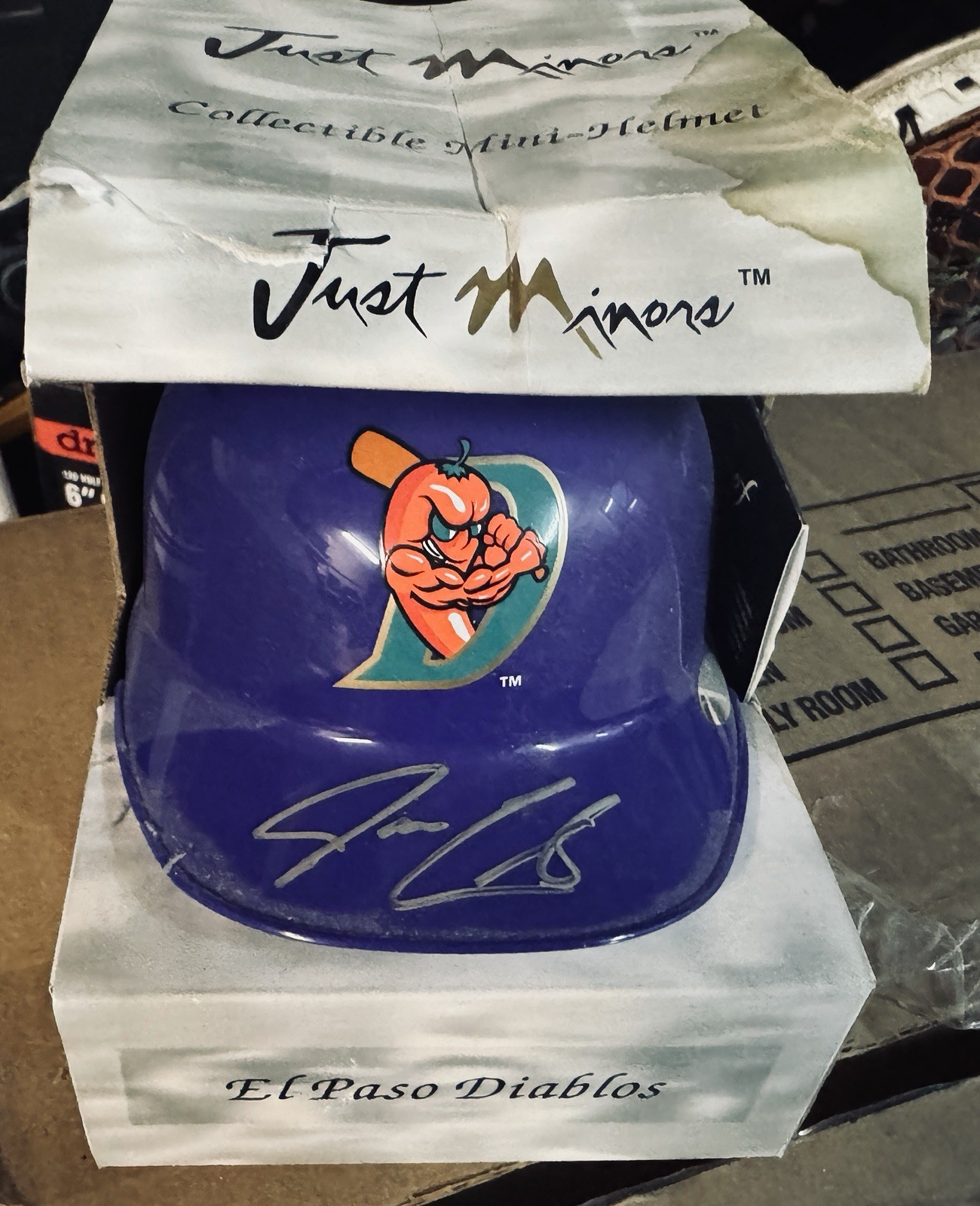 El Paso Diablos MiLB Jack Cust Autographed Team Mini Helmet Just Minors LOA NIB