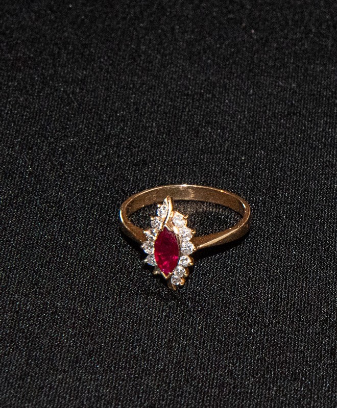 14K Solid Yellow Gold/ Ruby /Diamond Ring Size 7 … - image 1