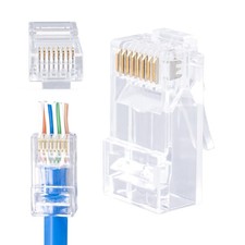 100 PCS Cat6 Pass Through RJ45 Connector Cat 6 Ends UTP Network Plug Cable