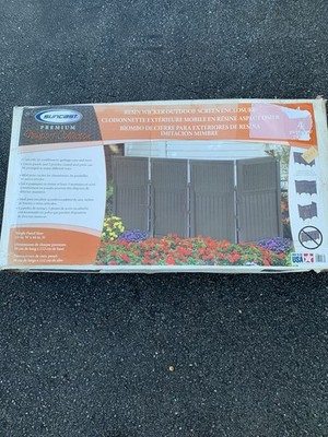 Suncast 4 Freestanding Wicker Resin Panel Outdoor Screen Enclosure, Brown, 23''