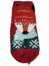 NWT 2 Pair Toddler Crew Socks w/Grippers Thick and Soft For Shoe Size 6-9