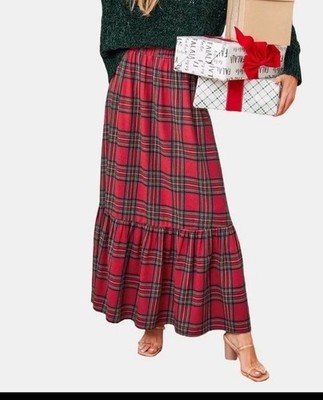 Cupshe Skirt Plaid Red Size XL Polyester/Cotton Blend New W Tags