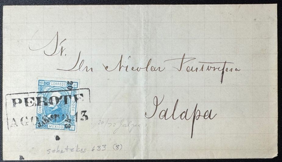 MEXICO Perote Veracruz to Jalapa Cover Schatzkes 633 19th Century 20-73