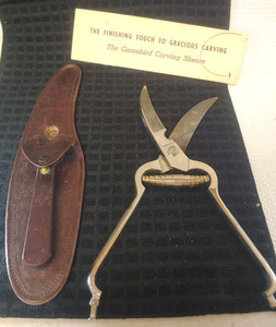 Shaw Barton inc Solingen Germany vintage Game carving shears W/leather