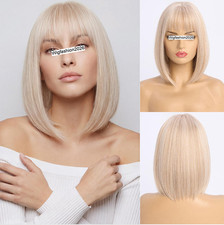 Real Human Hair Wig New Fashion For Women's Short Mix Blonde Straight Wigs 12 In