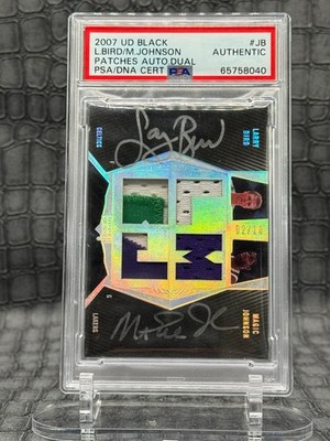 2007 Upper Deck Larry Bird / Magic Johnson Dual Patch Auto 2/10! #DPA-JB