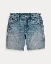 NWT POLO Ralph Lauren Boys Paint-Print Denim Carpenter Short Size 14
