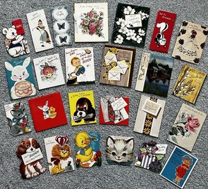 Vintage Birthday Greeting Cards 1950’s-1970’s Nostalgic Detail - Lot of 25