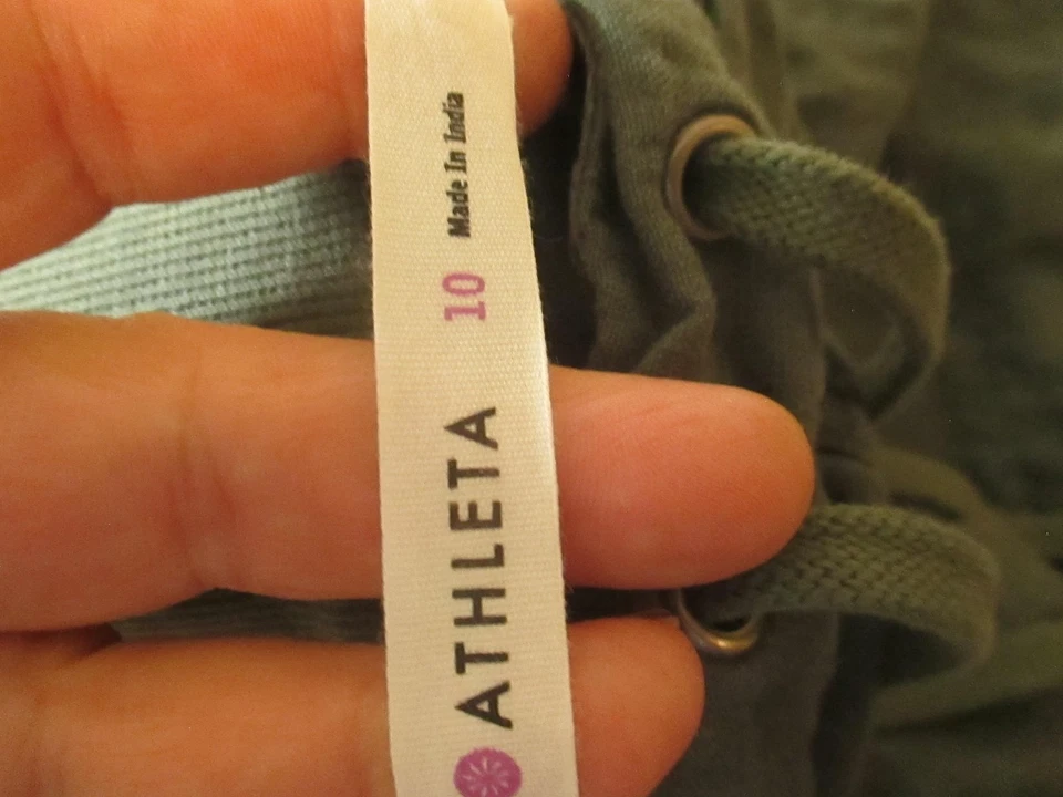 Athleta 裙子女式 10 个碧玉绿色亚麻丝绳罗纹腰袋 — 第 4/4 张图片