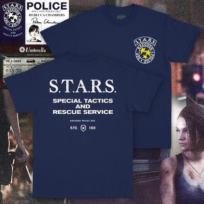 Resident Evil S.T.A.R.S. Raccoon Police Dep. Navy Tee Unisex (2-sided) S-5XL
