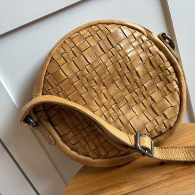 Vilenca Holland Anthropologie genuine leather woven sling bag Vilenca Holland Woven Brown Leather Crossbody Handbag  main image 4
