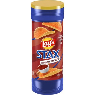 Lay s Stax Potato Crisps Chips, Mesquite BBQ, Gluten Free, 5.5 Oz Canister Pack