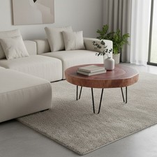 Tavolino da salotto in legno eucalipto artigianale diametro 60 cm altezza 26 cm