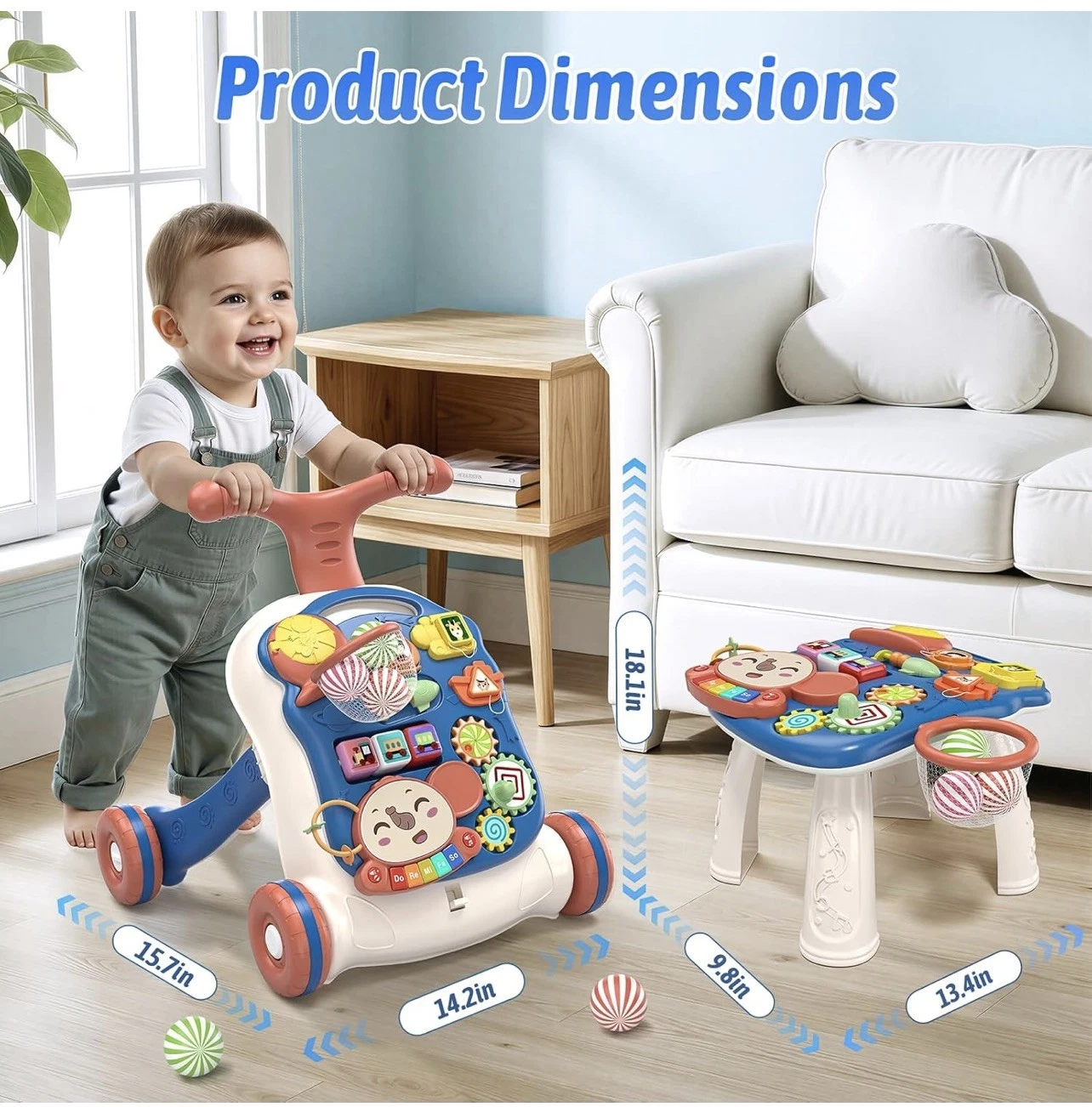 QDRAGON 3-in-1 Baby Walker & Activity Center – Blue, 12-18 Months
Opens in a new window or tab