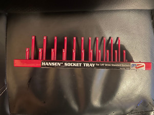 HANSEN - 1/4" DRIVE STANDARD SOCKET TRAY - RED - USED