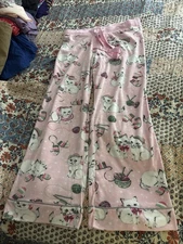 Women’s L Nick & Nora Pink Kitty Cat Plush Pajama Pants~Cute~