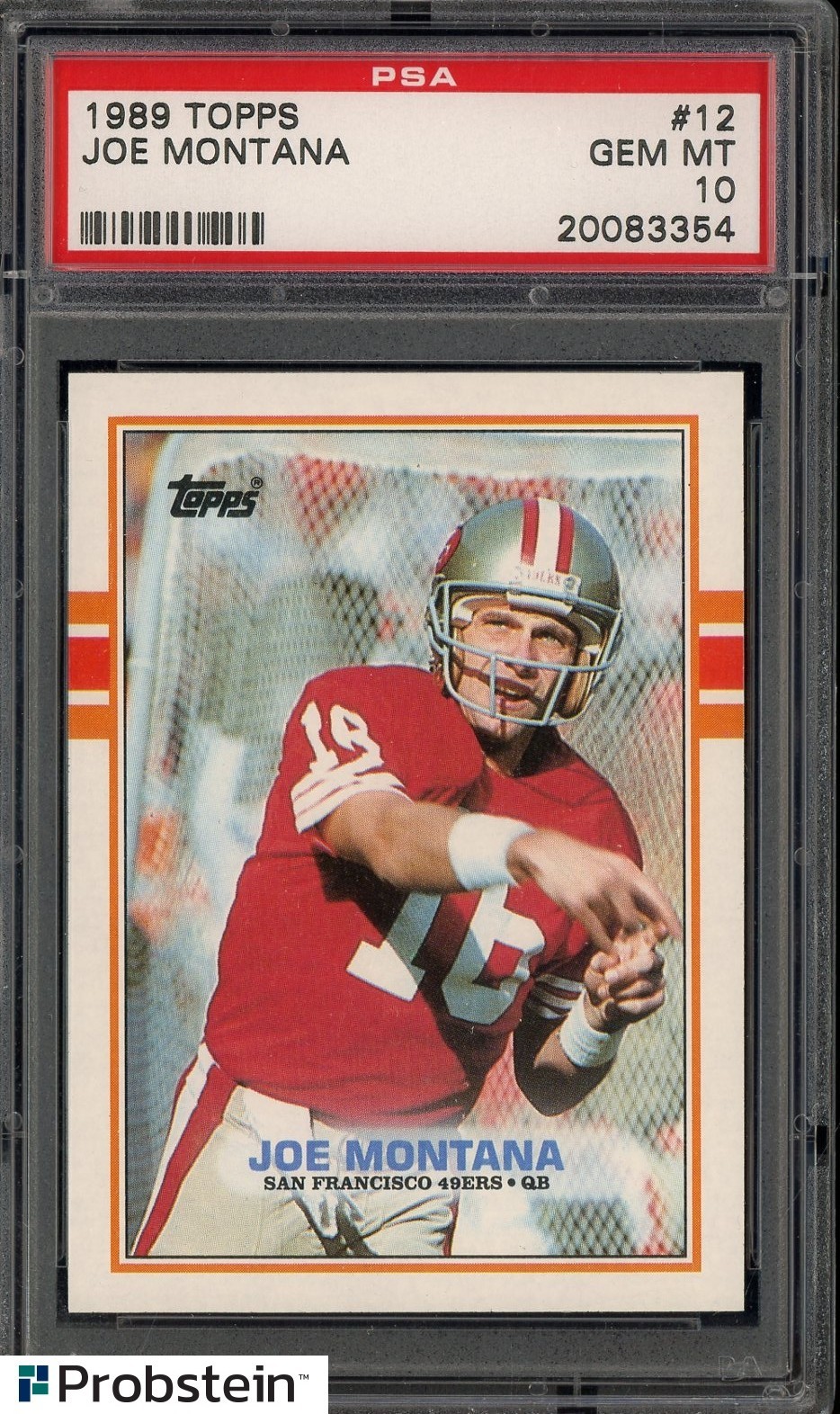 1989 Topps Football #12 Joe Montana San Francisco 49ers HOF PSA 10 GEM MINT