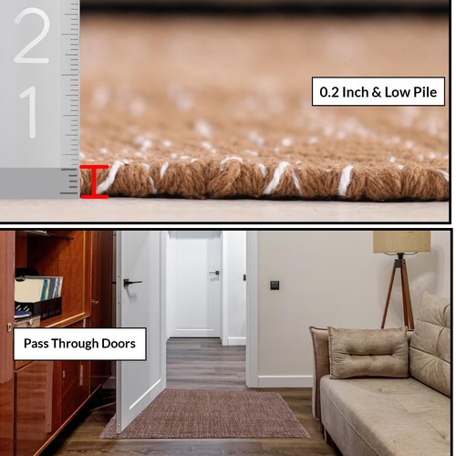 Herringbone Cotton Area Rug 3' x 5' Indoor Farmhouse Décor Lightweight Woven ... - Picture 4 of 7