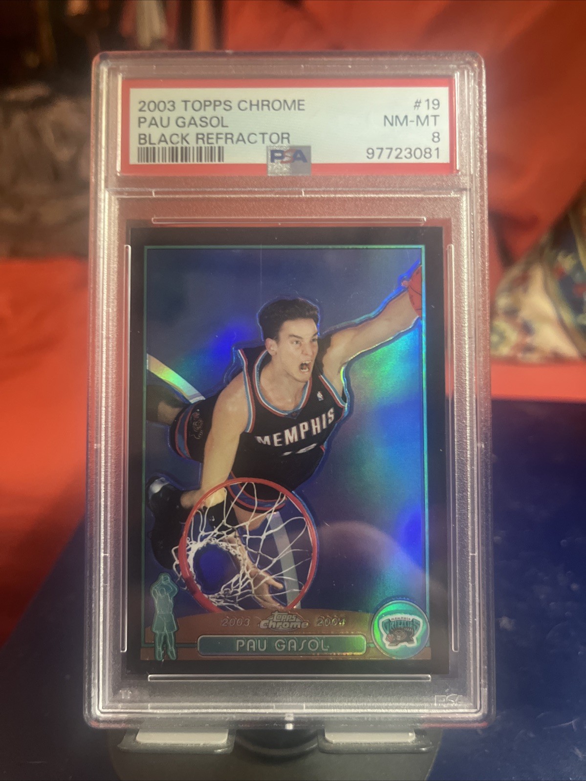 2003 Topps Chrome Black Refractor Pau Gasol #19 PSA8 Graded Card SP /500 LOW POP