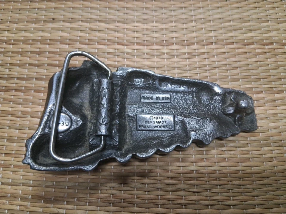 Vintage 1978 Belt Buckle Train USA Bergamot Brass Works 1002 Locomotive Railroad - Image 2 of 4