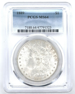 1889 United States Morgan Silber Dollar PCGS MS64 90% Silber