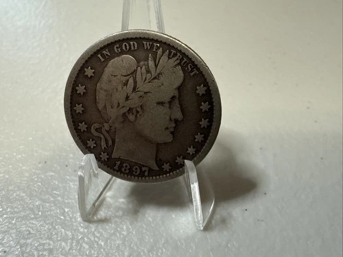 1897 Barber Silver Quarter In VG Condition Circulated Ungraded (A5)