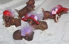Lot 5 Divas with Hat-Ittude Daschund Dog Figu...