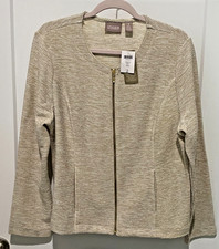 Chico's NEW Wmns. Large Full Zip Ivory/Gold Blazer - New With Tags