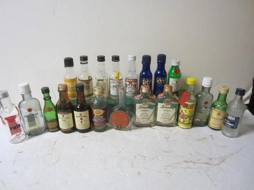 21 Airline Type Liquor Bottles Vintage Mini - 13 Glass & Empty