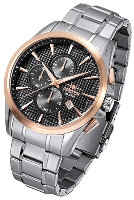 FIREFOX ADVENTURER Edelstahl vergoldet Chronograph Herrenuhr S195 schwarz 10 ATM