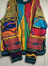 Vintage Coogi Sweater Mens L Australia Colorful Bright 3D Knit Textured 80s 90s