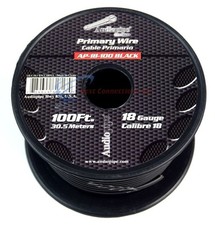 18 Gauge Car Audio Primary Wire 100ft  Black   Remote, Power/Ground Electrical