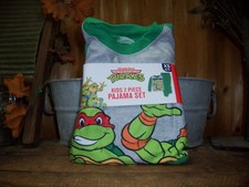 NINJA TURTLES BOYS 2 PIECE LONG SLEEVE PAJAMA SLEEP SET SIZE XS 4-5 SHIRT PANTS