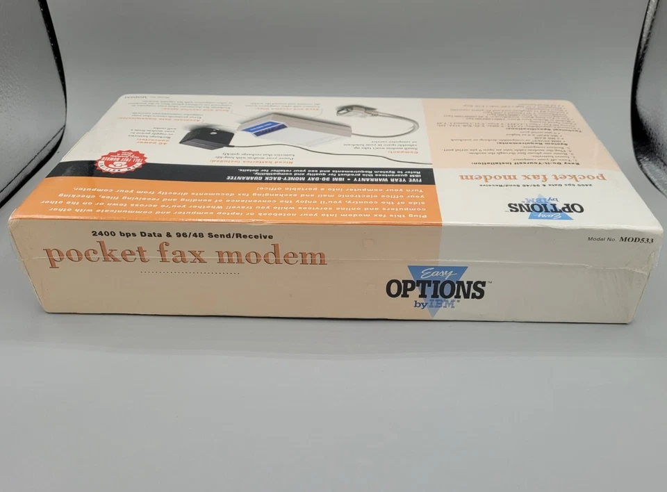Vintage IBM Easy Options Pocket Fax Modem 2400 bps Data MOD533 NEW SEALED  - Image 4 of 4