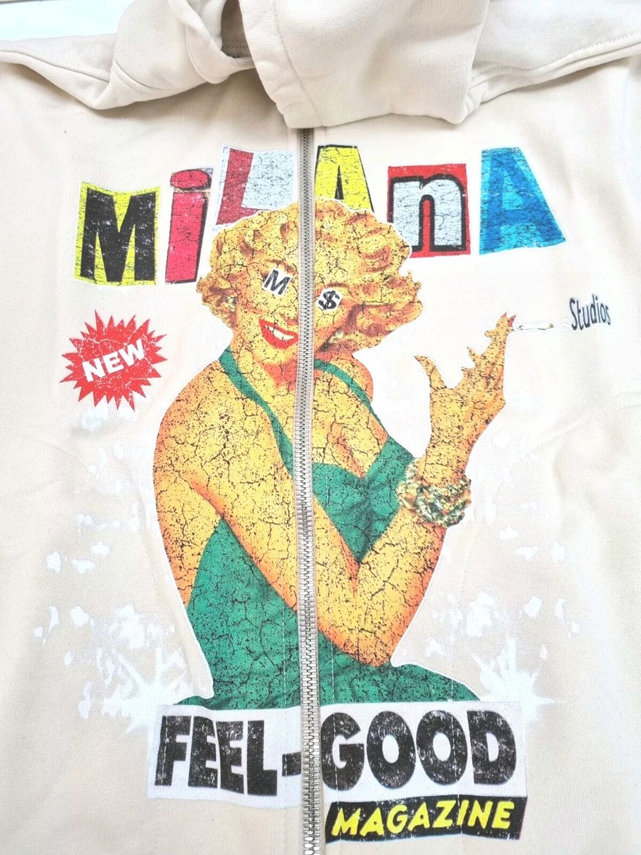 Milana Studios Italia Felpa Con Cappuccio Oversize Beige Marilyn - Cerniera, Tasca, Made In Italy - Foto 3