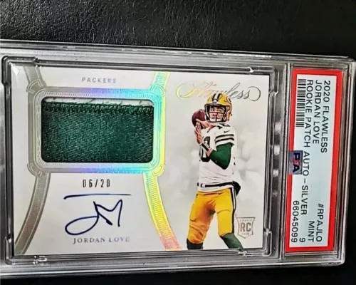 2020 Panini Flawless Jordan Love Rookie Patch Auto RPA RC /20  Packers PSA 9 