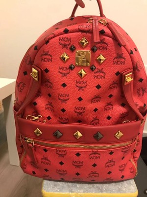fake red mcm backpack