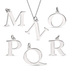 Image of Personalised Sterling Silver Initial, alphabet, block letters, silver necklace,