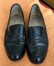 Joan David Vintage Black Leather Loafers 35 1/2 US 5-5.5 Hand Made in Italy