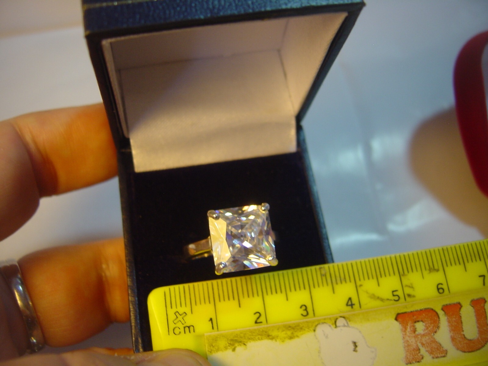 High-Quality Solid Silver Ring -Large Square Spar… - image 11