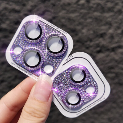 Bling Diamond Metal Lens Glass Film Camera Protector For iPhone 17 16 15 Pro Max